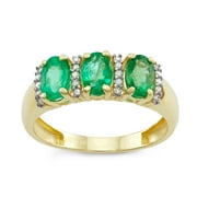 JORDAN BLUE NYC 10k gold emerald and diamond ring