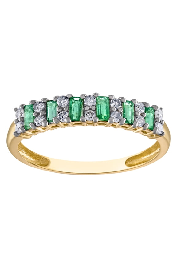 10k gold emerald and diamond ring