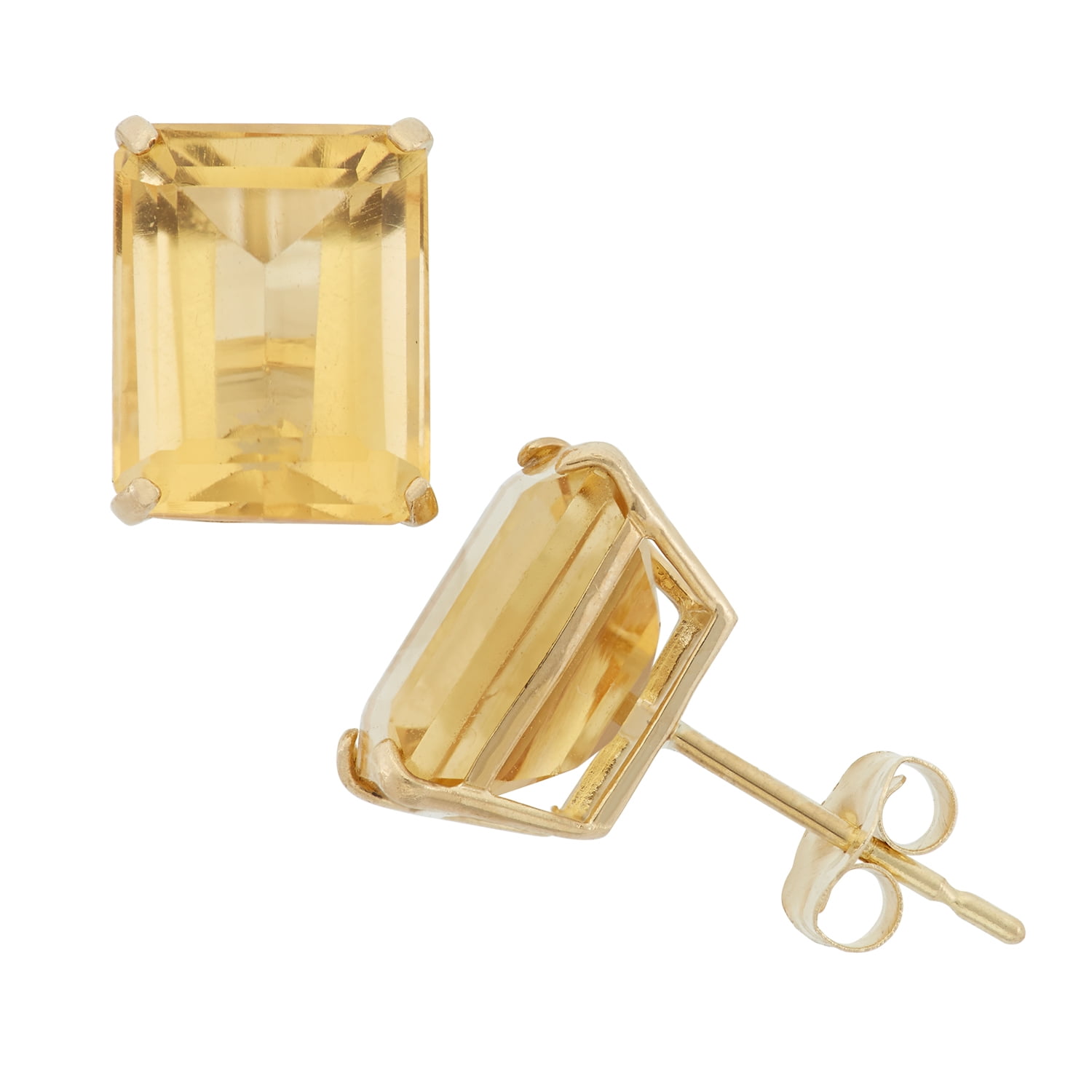 10k gold emerald-cut citrine earrings