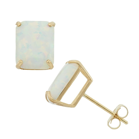10k gold emerald-cut cr opal earrings
