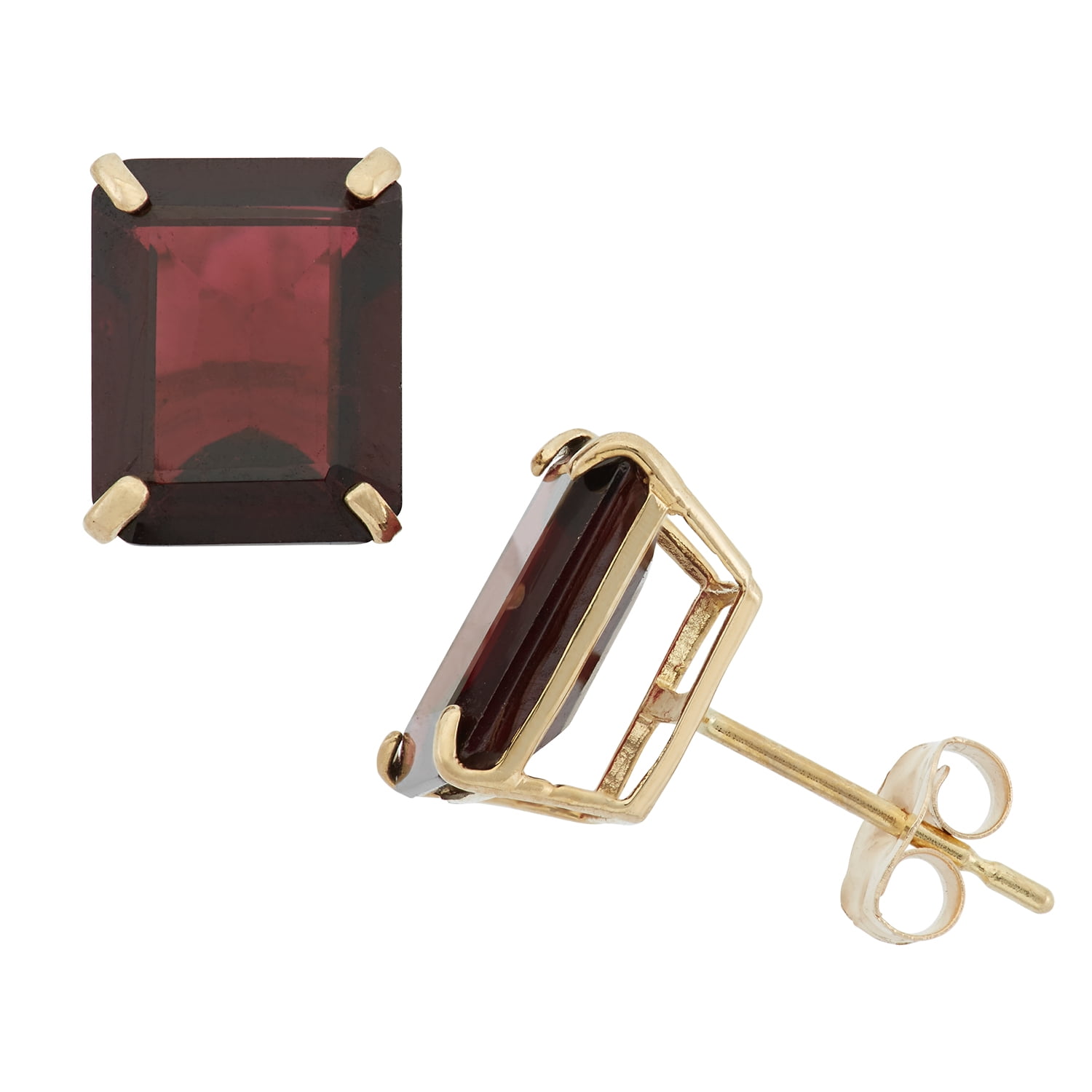 10k gold emerald-cut garnet earrings