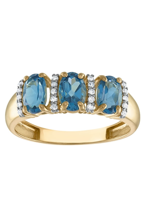 10k gold london blue topaz and diamond ring