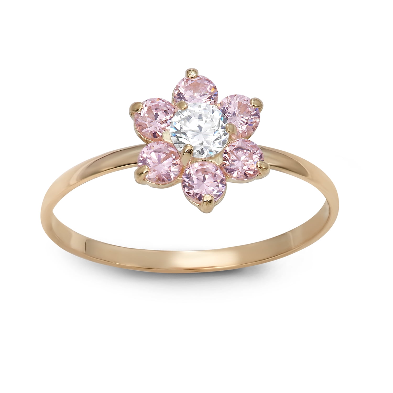 10k gold pink flower ring