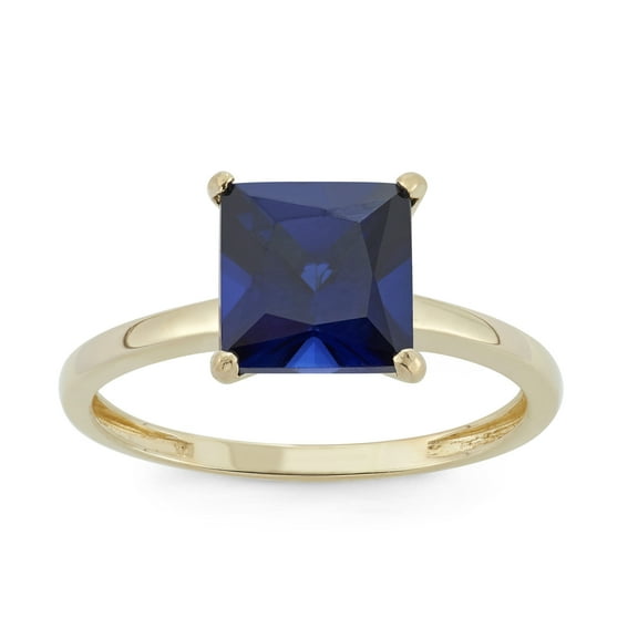 10k gold princess cut gemstone ring