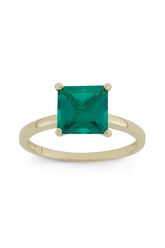 10k gold princess cut gemstone ring