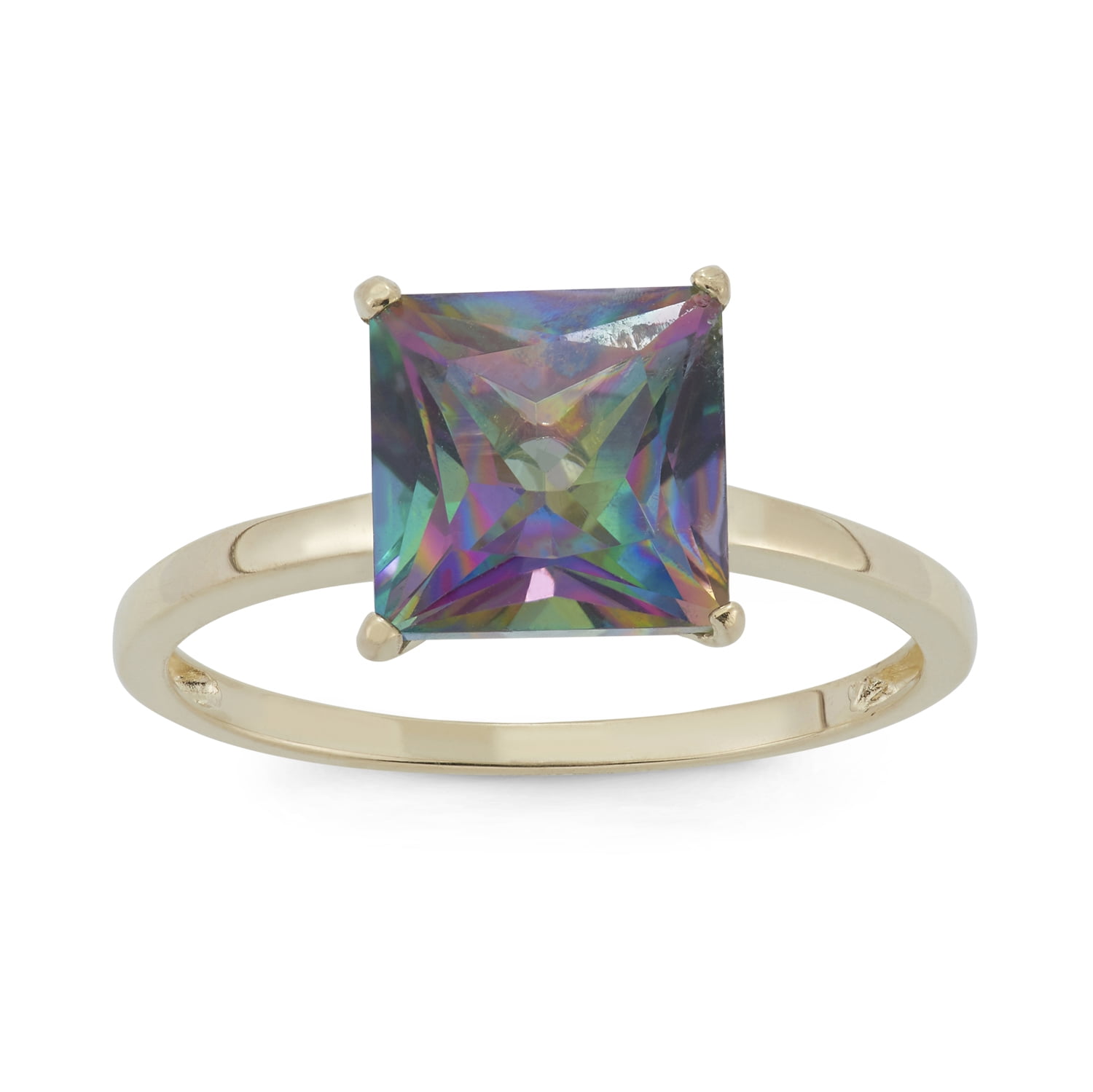 10k gold princess cut gemstone ring
