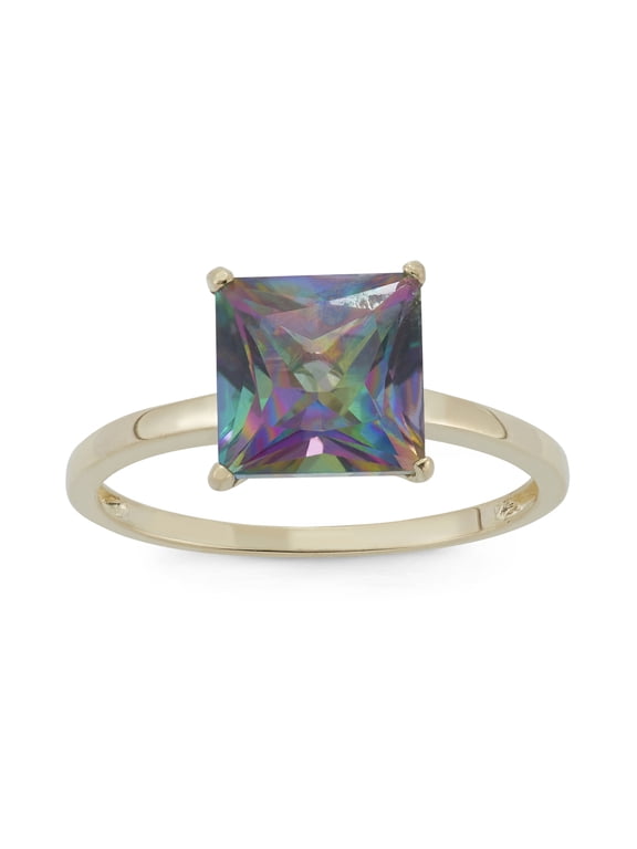 10k gold princess cut gemstone ring