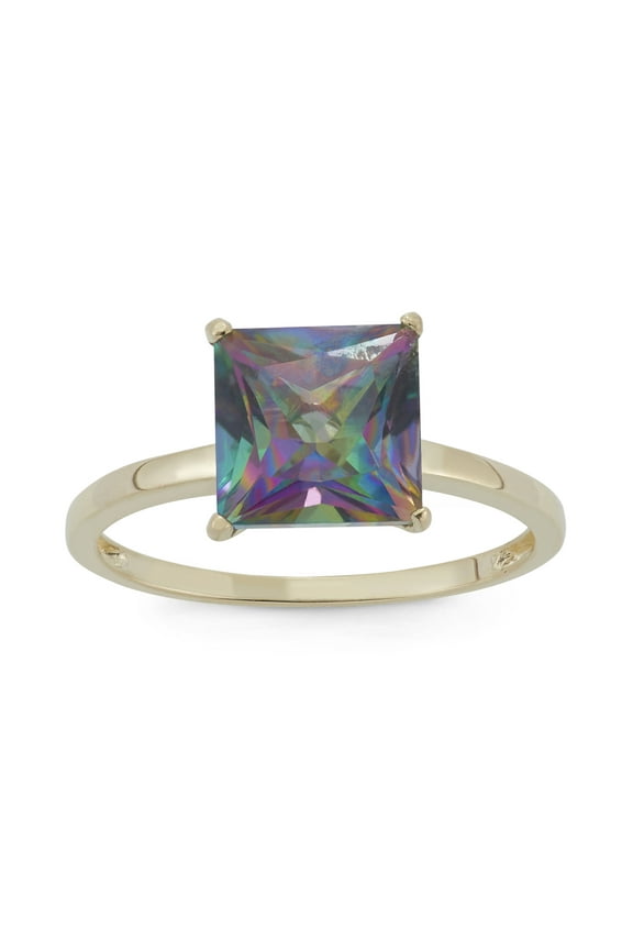 10k gold princess cut gemstone ring
