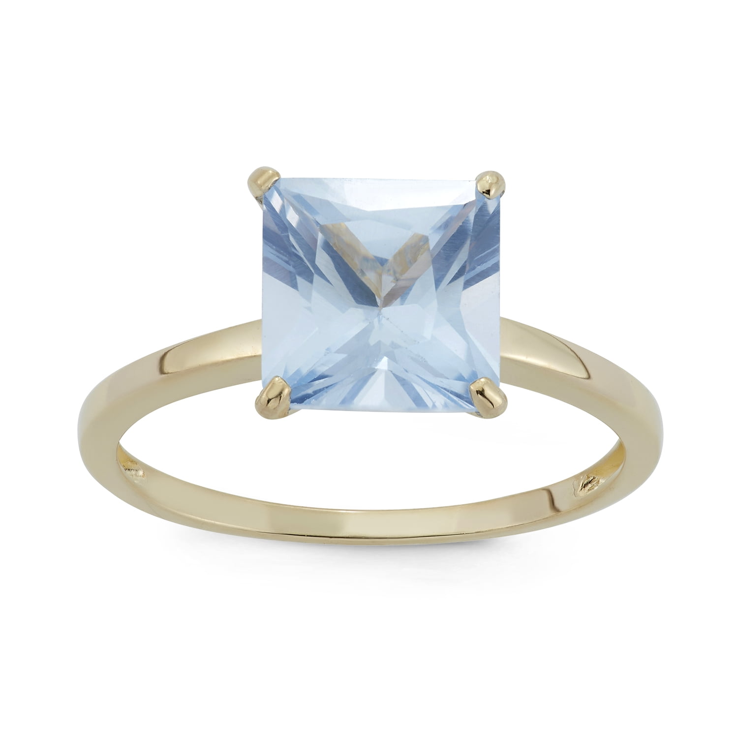 10k gold princess cut gemstone ring