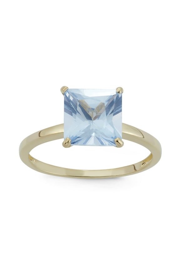 10k gold princess cut gemstone ring