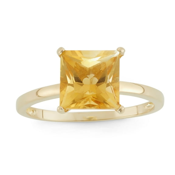 10k gold princess cut gemstone ring