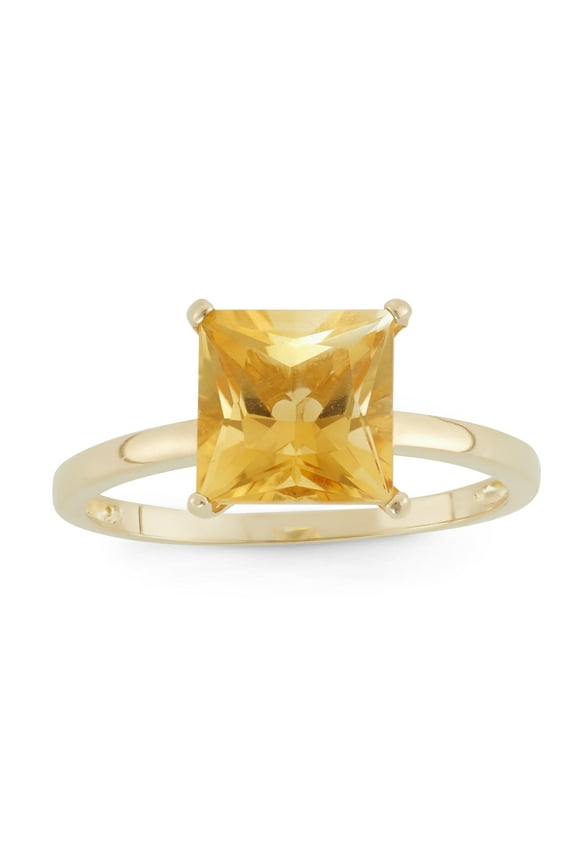 10k gold princess cut gemstone ring