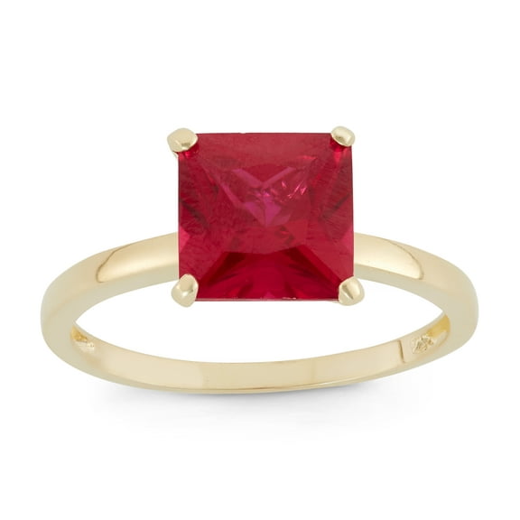 10k gold princess cut gemstone ring