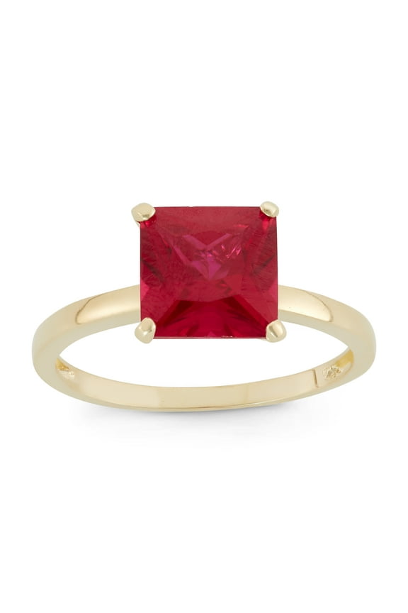 10k gold princess cut gemstone ring
