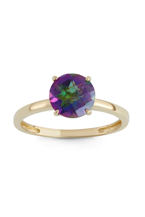 10k gold round gemstone ring