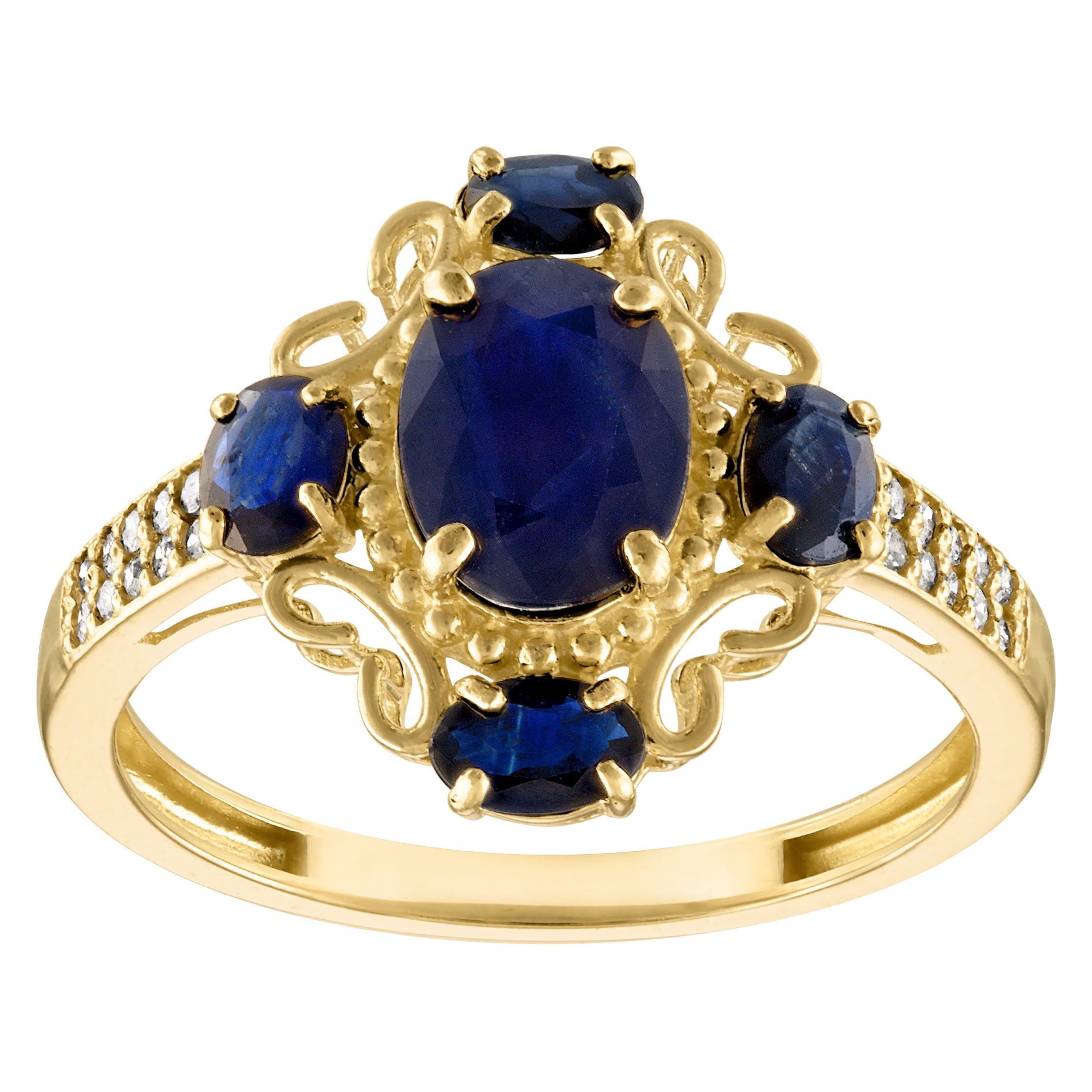 10k gold sapphire and diamond ring