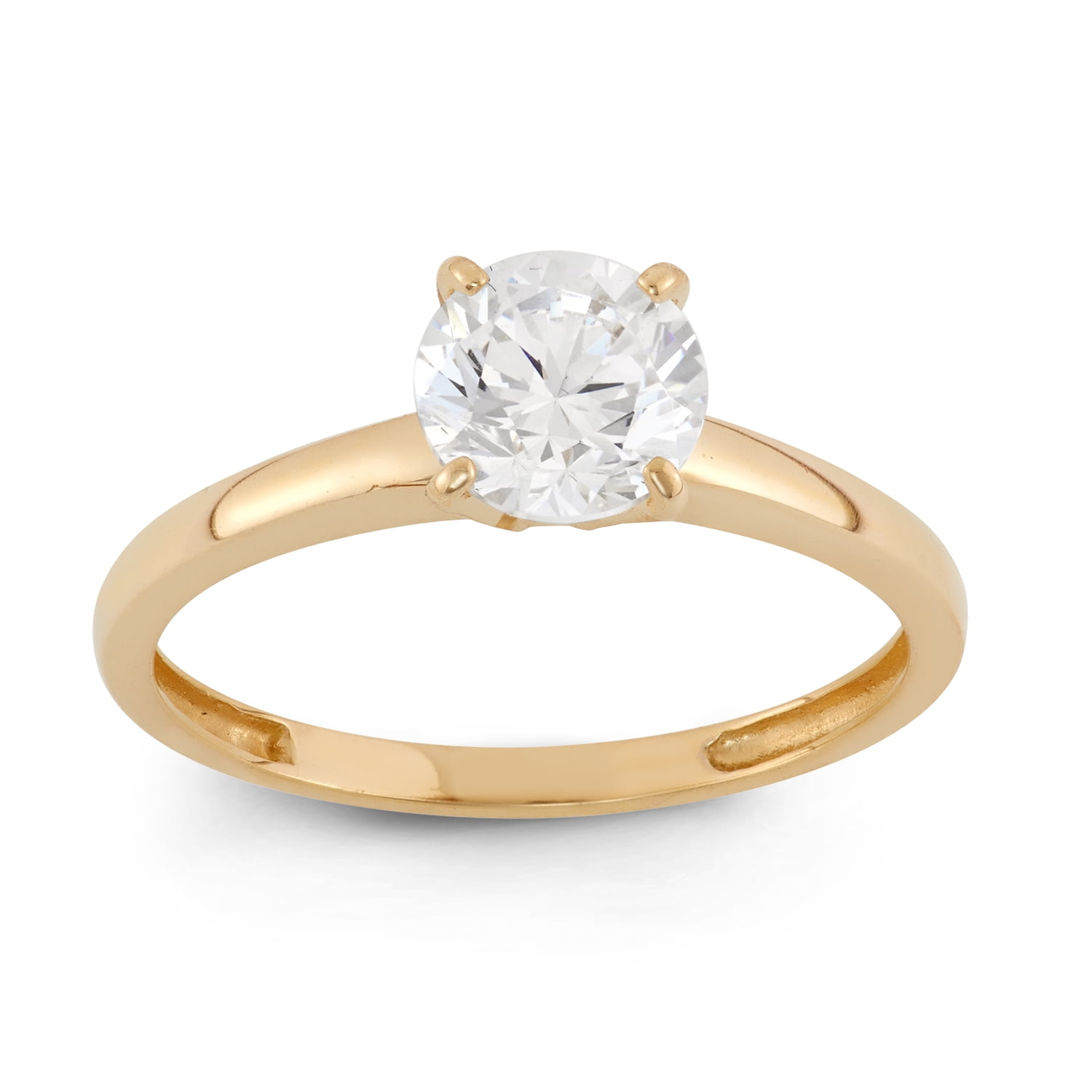 10k gold solitaire cubic zirconia ring Walmart
