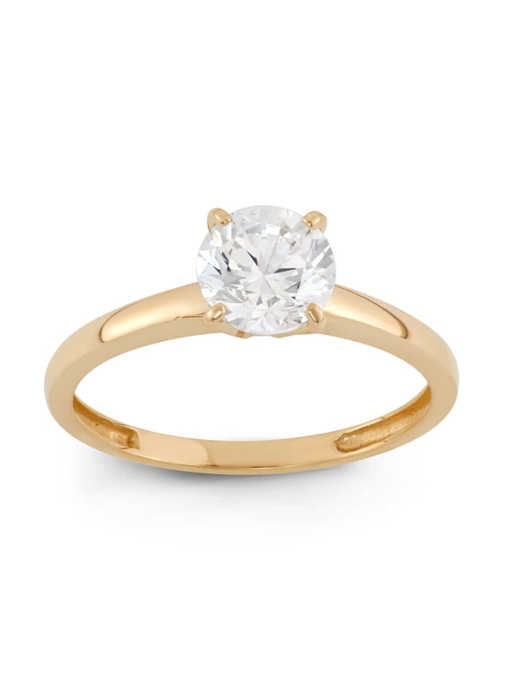 10k gold solitaire cubic zirconia ring