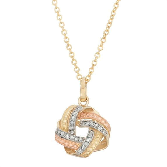 10k tri gold .2 tcw diamond love knot pendant