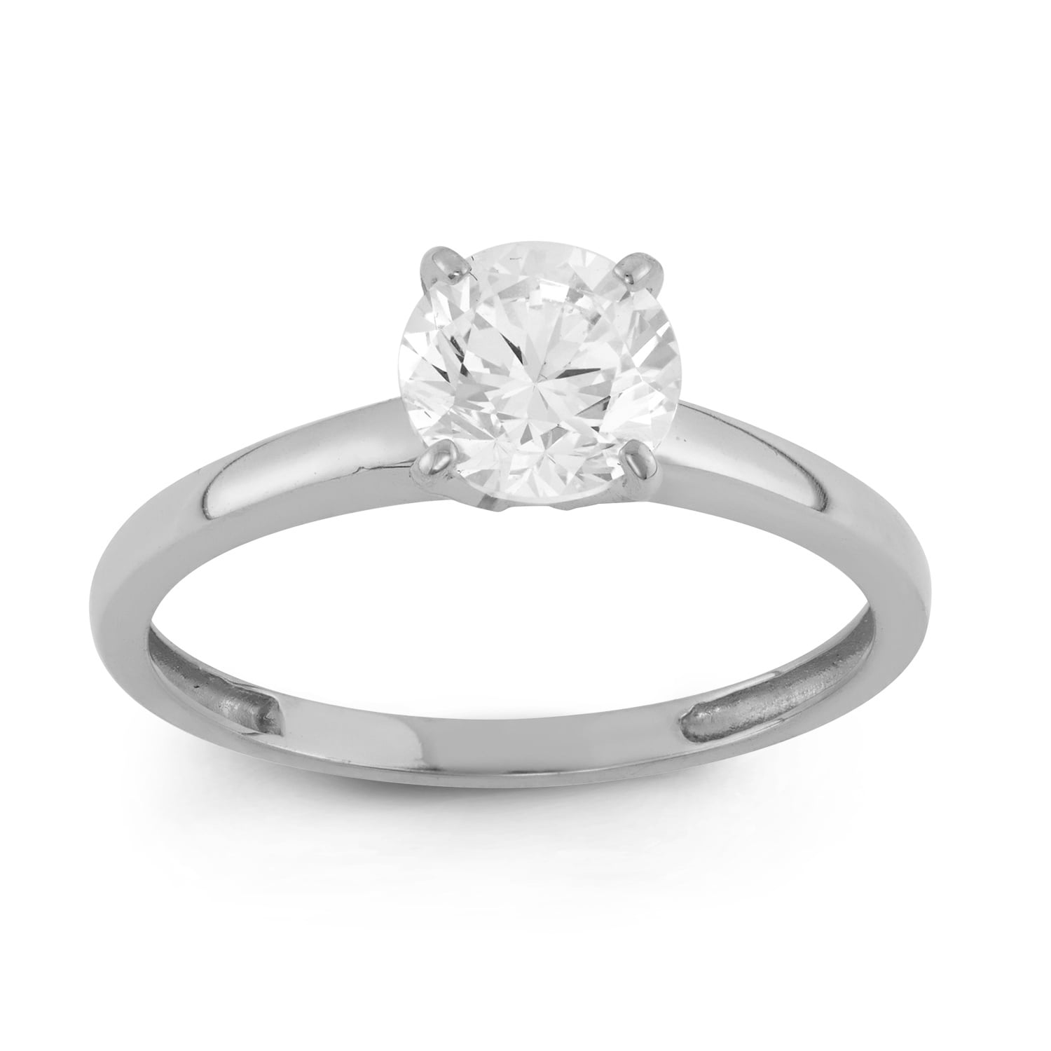 10k white gold solitaire cubic zirconia ring