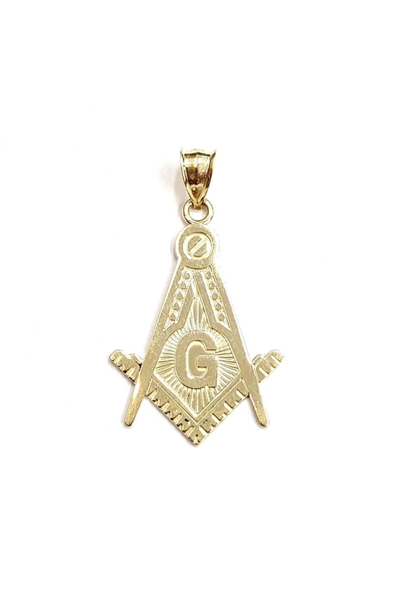 10k yellow Gold Freemason Masonic Pendant charm gift religious jewelry 3.3g