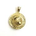 thumbnail image 1 of 10k yellow gold round globe planet earth world map pendant 2 sides 3D gift 4.6g, 1 of 14