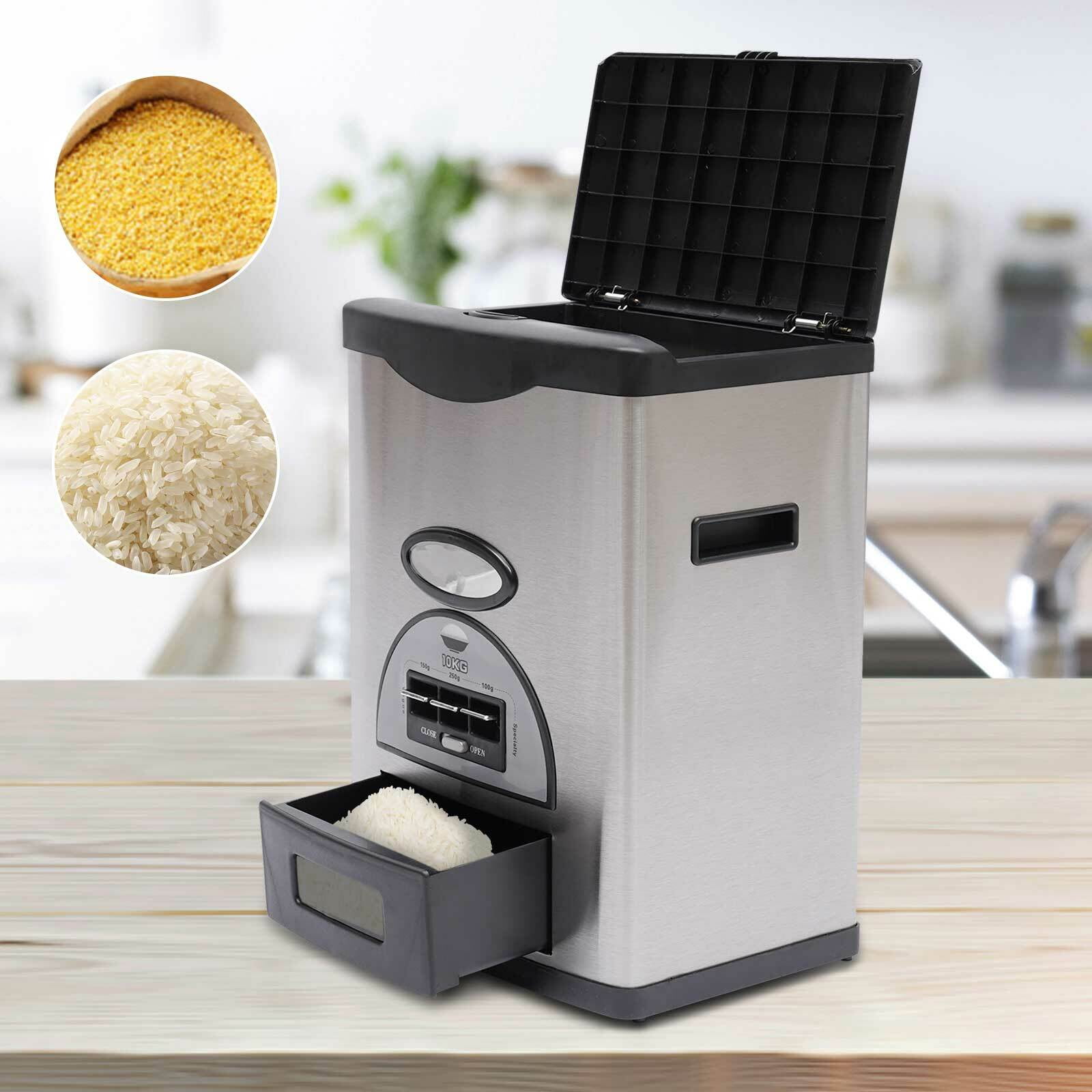 10kg/22.05lbs Black Automatic Rice Dispenser Grey&Black Large Grain ...