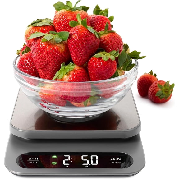10kg/22lb High-Capacity Digital Kitchen Food Scale with 1g Precision, Stainless Steel Weighing Platform and High-Definition LCD Display, Perfect for Baking, Sourdough Making and Bulk Cooking