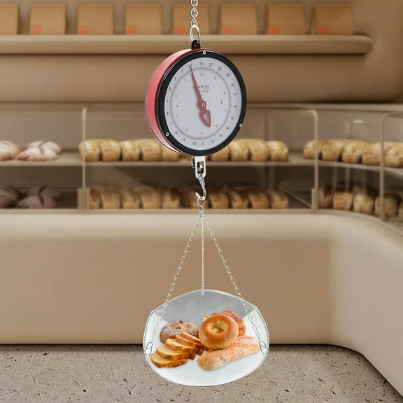10kg/22lbs Circular Hanging Scale, Adjustable Tare Function w/Removable Tray for Restaurants & Deli