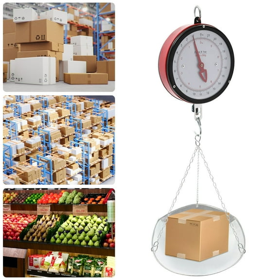 10kg/22lbs Double-Sided Dial Hanging Scale, Mechanical Hanging Scale with 2 Units & Chain for Kitchen