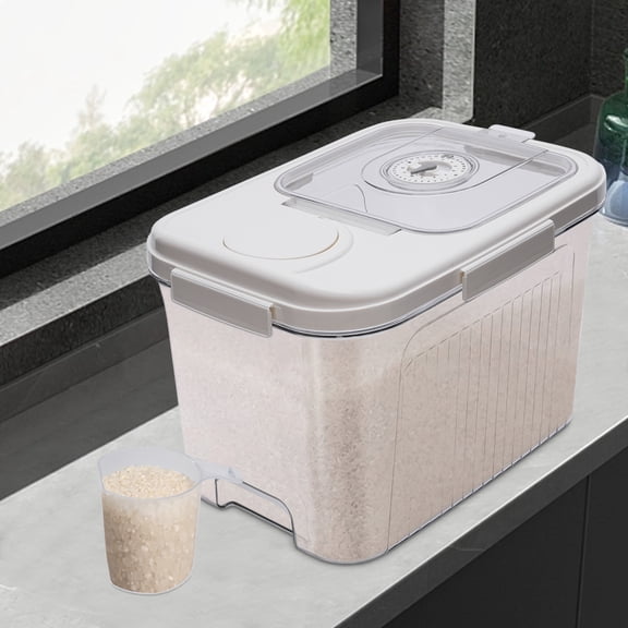 PEAKORA10kg Rice Storage Container W/ Measuring Cup Rectangular Food Airtight Box Large