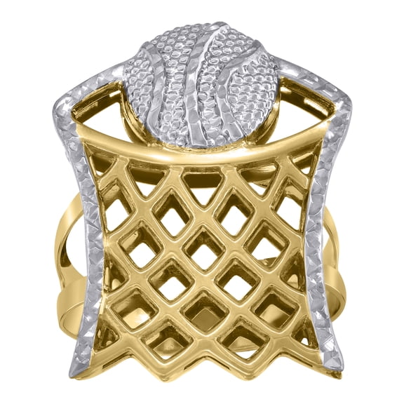 10kt 10k Two-Tone Gold Mens Basketball Sports Ring