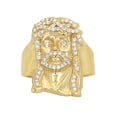 thumbnail image 1 of 10kt 10k Two-Tone Gold Mens Cubic Zirconia Jesus Face Religious Ring, 1 of 1