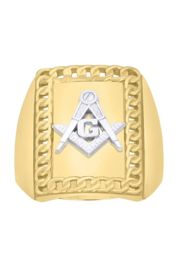 10kt 10k Two-Tone Gold Mens Masonic Symbol Religious Ring