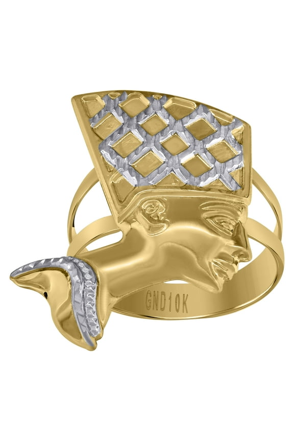 10kt 10k Two-Tone Gold Mens Nefertiti Egyptian Ring