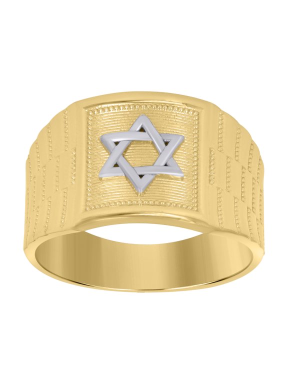 10kt 10k Two-Tone Gold Mens Star Of David Religious Ring Size 7