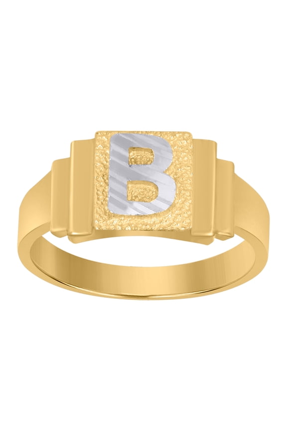 10kt 10k Two-Tone Gold Unisex Initial Alphabet B Ring