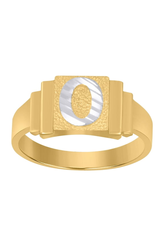 10kt 10k Two-Tone Gold Unisex Initial Alphabet O Ring
