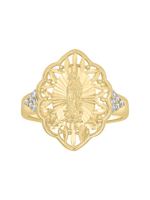 10kt 10k Two-Tone Gold Womens Cubic-Zirconia Guadalupe Religious Ring