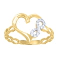 thumbnail image 1 of 10kt 10k Two-Tone Gold Womens Cubic-Zirconia Love Symbol Infinity Heart Ring, 1 of 1