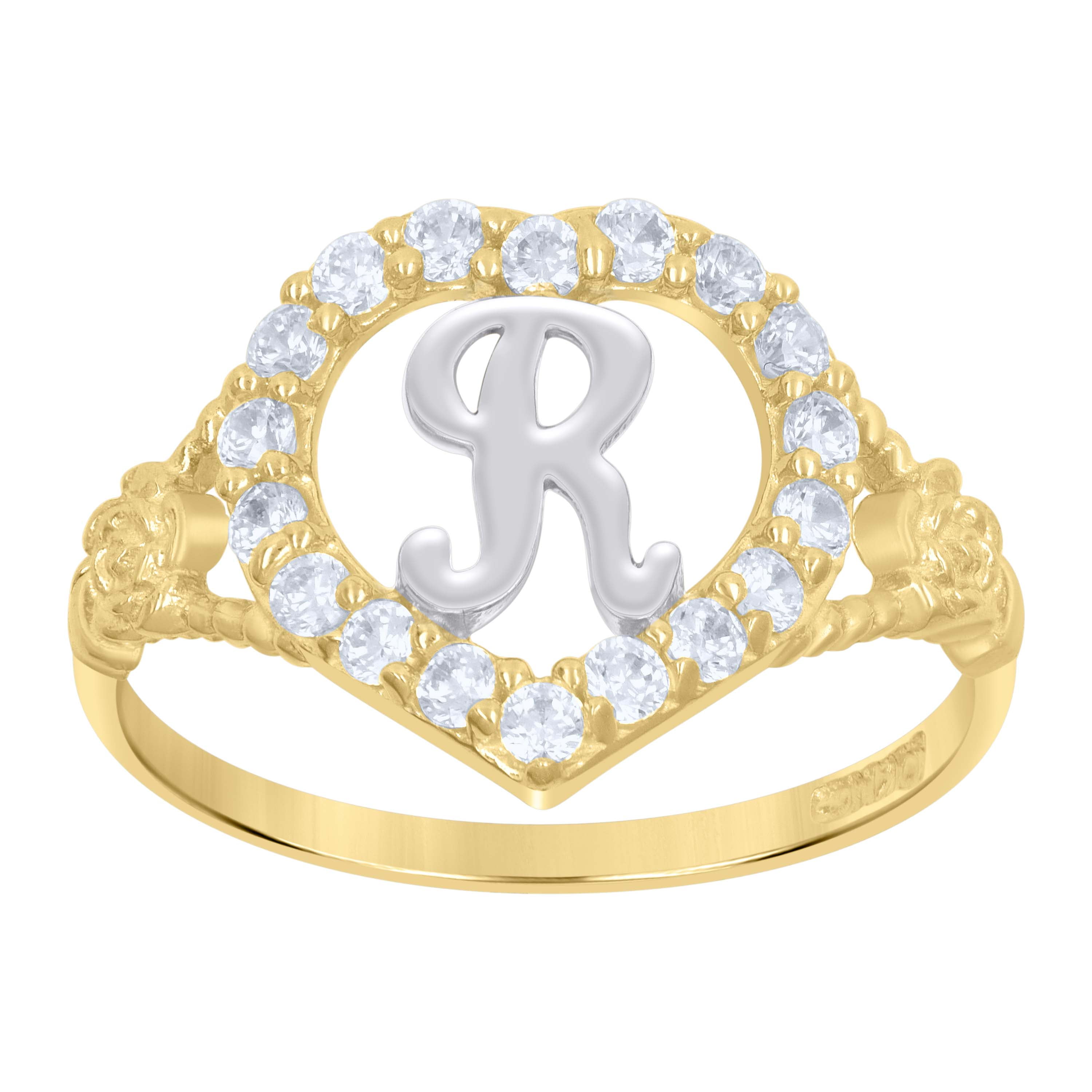 10kt 10k Two-Tone Gold Womens Cubic Zirconia Polished Finish Heart ...