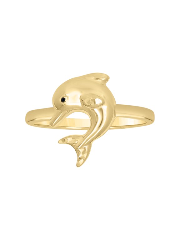10kt 10k Two-Tone Gold Womens Enameled Dolphin Ocean Life Ring