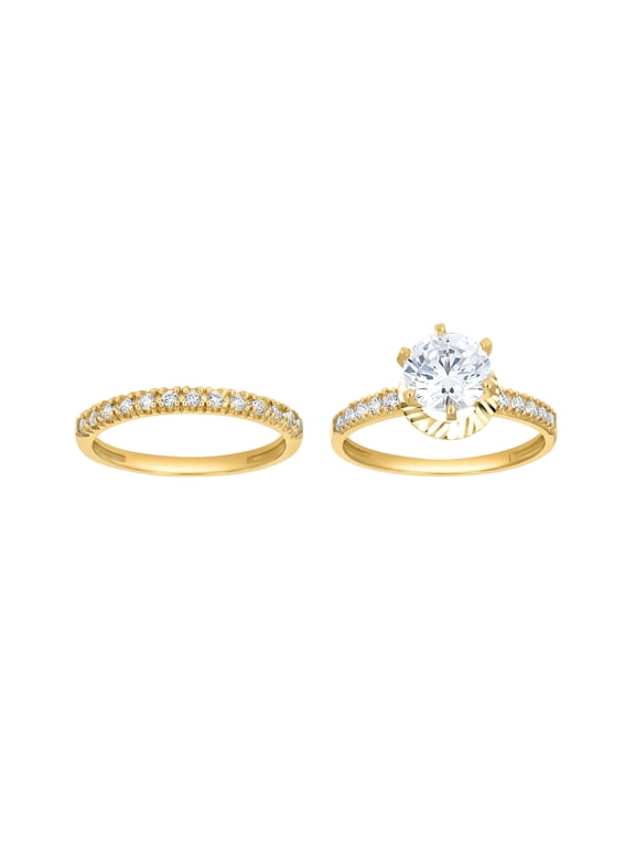 10kt 10k Two-Tone Gold Womens Round Cubic Zirconia Dc Bridal Ring Set