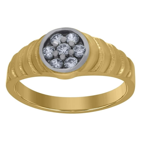 10kt 10k Two-Tone Gold Womens Round Cubic Zirconia Engagement Ring