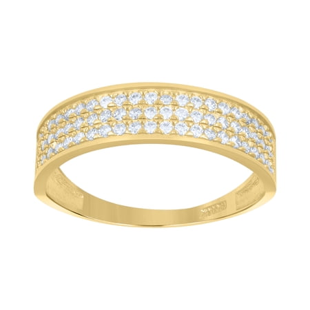 10kt 10k Two-Tone Gold Womens Round Cubic Zirconia Three Row Engagement Ring