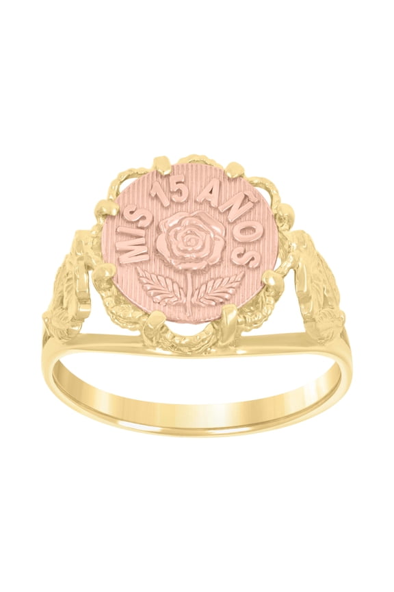 10kt 10k Two-Tone Gold Womens Textured Mis 15 Anos Heart Engagement Ring