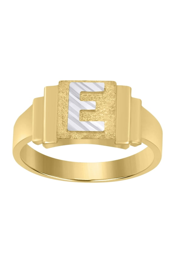 10kt 10k Two-tone Gold Unisex Initial Alphabet E Ring