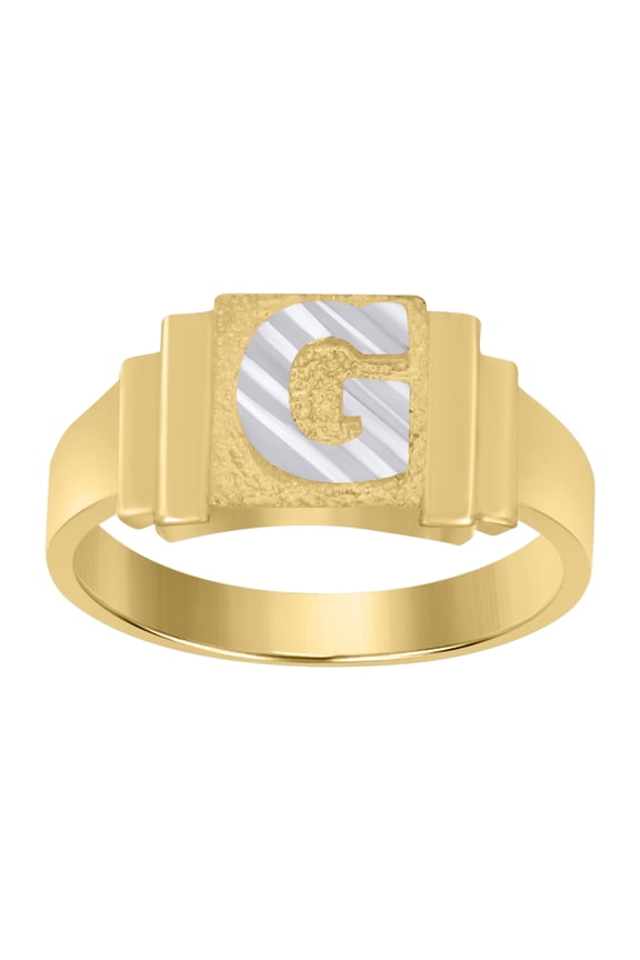 10kt 10k Two-tone Gold Unisex Initial Alphabet G Ring