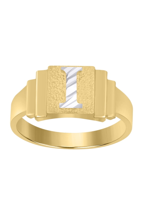10kt 10k Two-tone Gold Unisex Initial Alphabet I Ring
