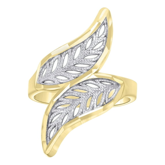 10kt 10k Two-tone Gold Womens Fashion Leaf Ring